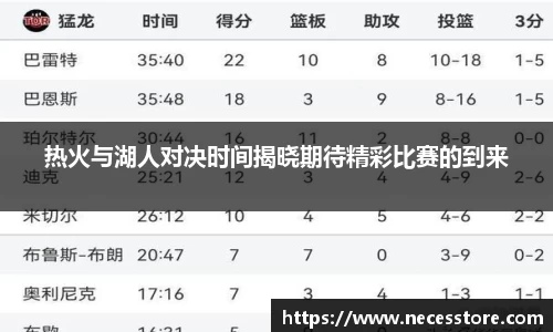 热火与湖人对决时间揭晓期待精彩比赛的到来